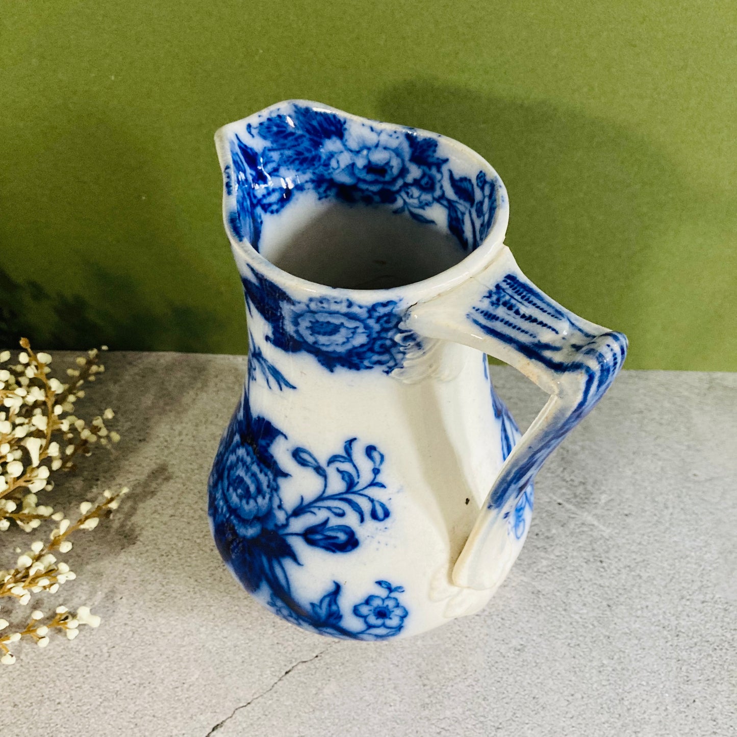 Hand Painted Blue and White Ceramic Jug