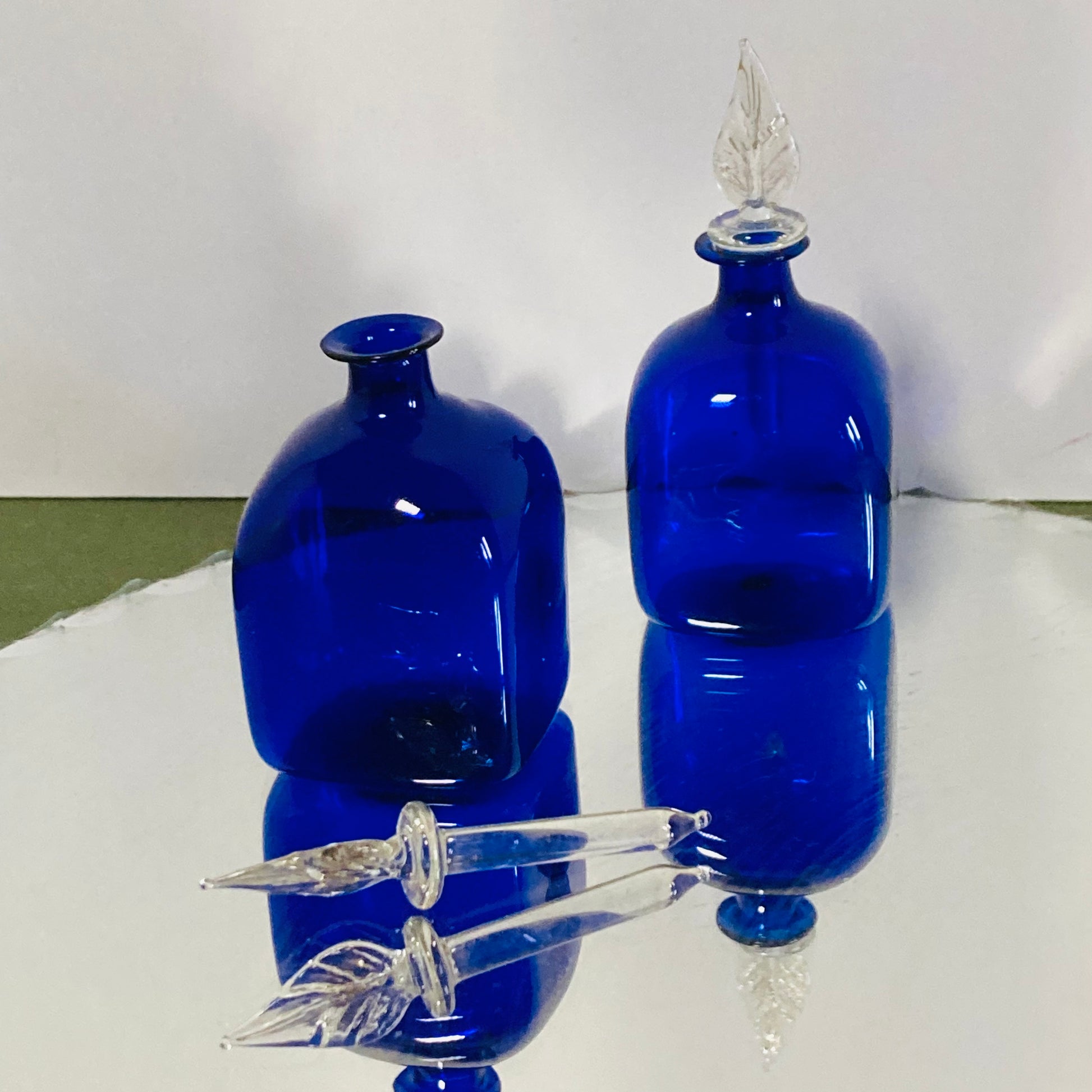 Mid Century Bristol Blue Fine Glass Scent Bottles