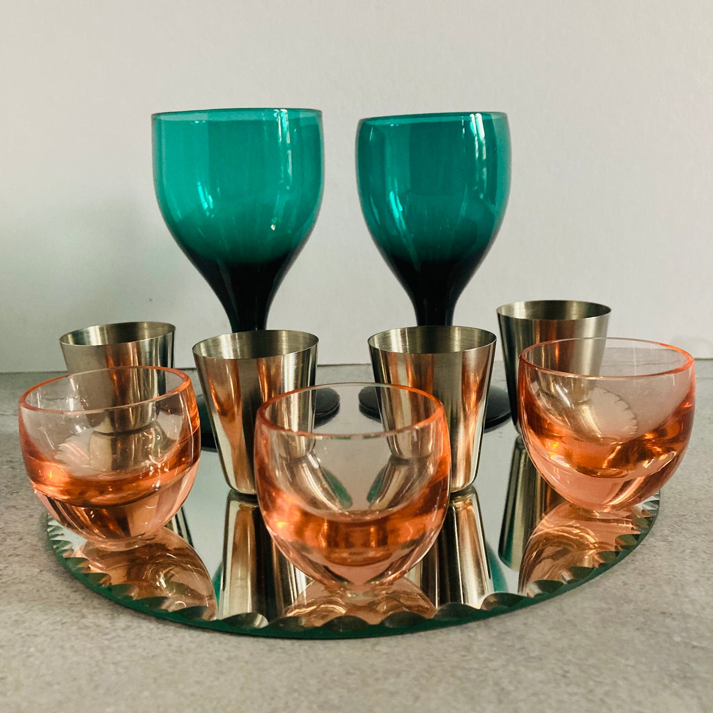 Small Vintage Drinking Glass | Neon Coral Shot Glasses