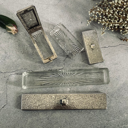 The Mixologist Kira - Set of Heavy Cut Glass Jars with Solid Silver Lids