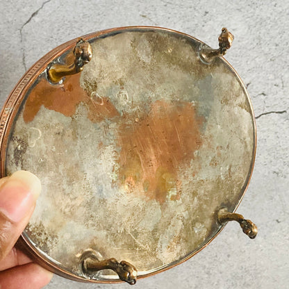 Antique Silver Georgian Old Sheffield Plate Salver Footed Tray Tarnished Patina