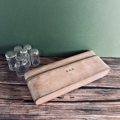 Antique Leather Travel Vanity Case