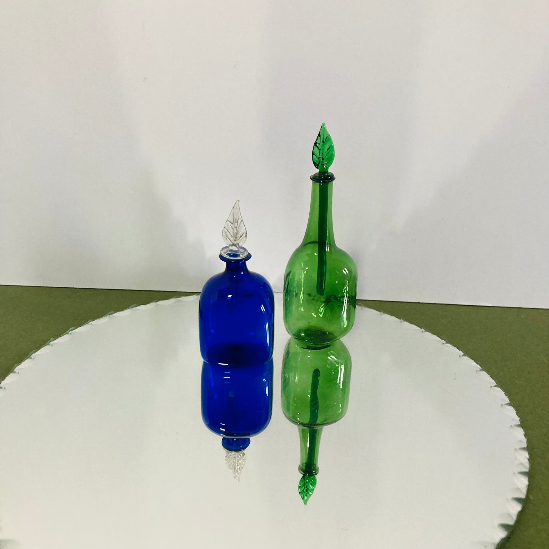 Hot Six Blue-Green Early-Century Antique Bottles