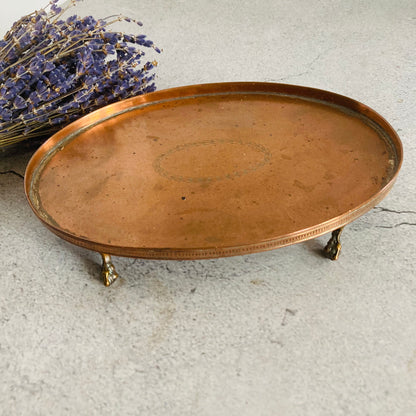 Antique Silver Georgian Old Sheffield Plate Salver Footed Tray Tarnished Patina