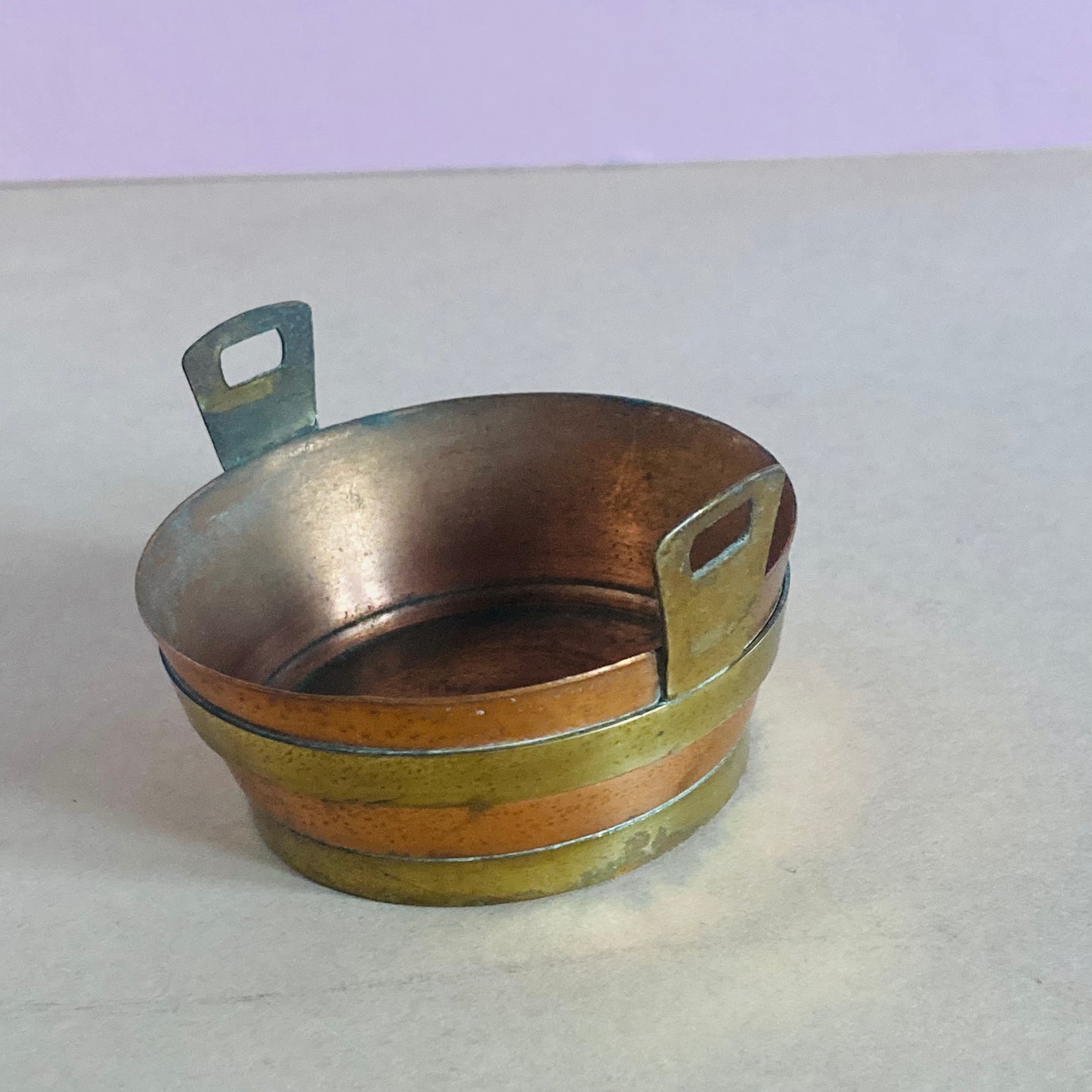 Vintage Copper Miniature Washtub Bucket