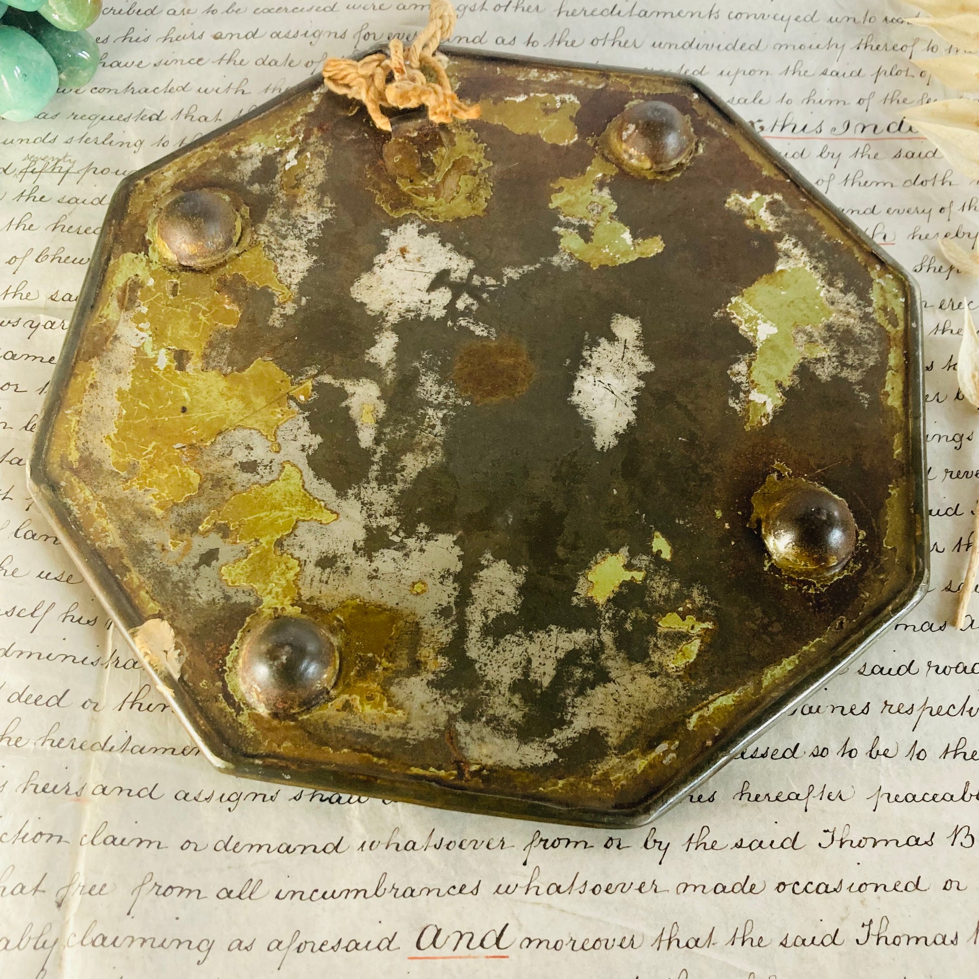 Antique Rare Octagonal Sorcerers Mirror 19th Century