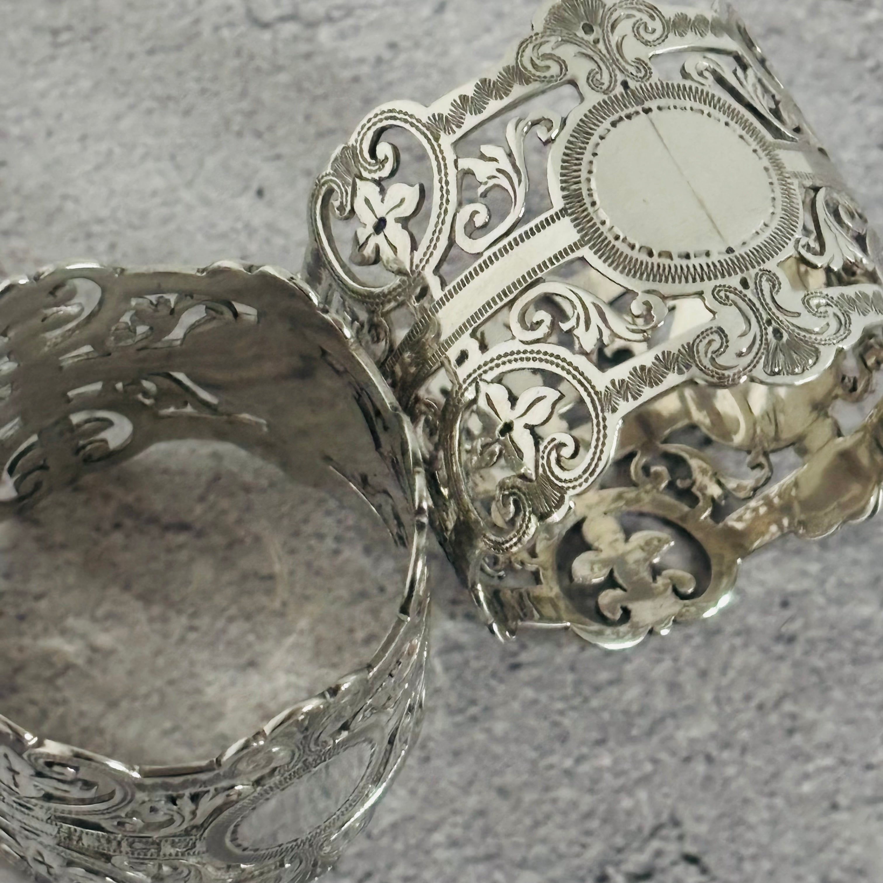 Antique Silver Engraved Napkin Rings Josiah Williams & Co 1915