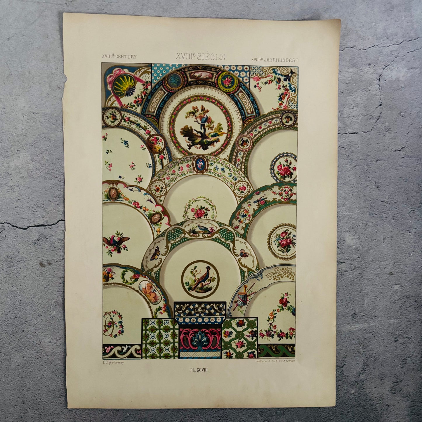 Original Antique French Polychrome Porcelain Design. Porcelain Designs by Albert Rachinet 