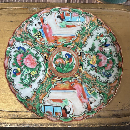 Antique Chinese Rose Medallion Pattern Saucer | Wedding Gift Idea