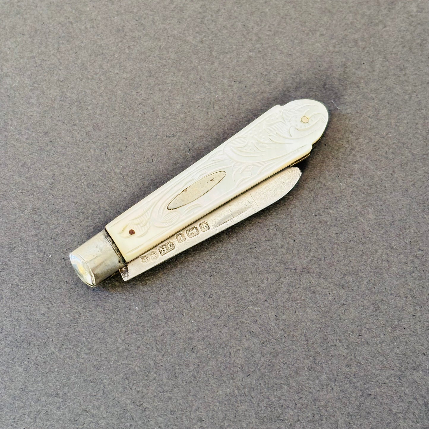 Antique Silver and Mother of Pearl Fold Fruit Knife