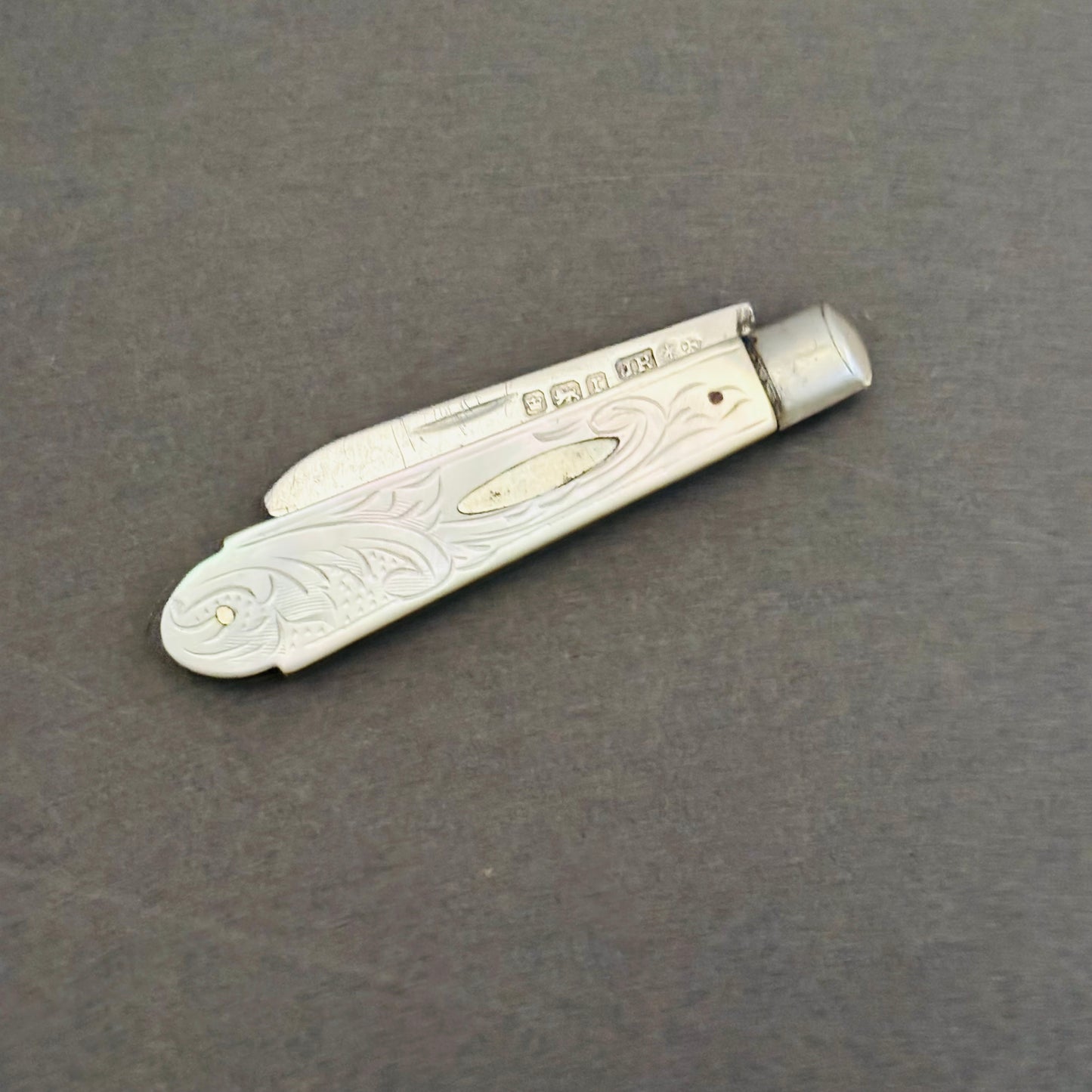 Antique Silver and Mother of Pearl Folding Fruit Knife