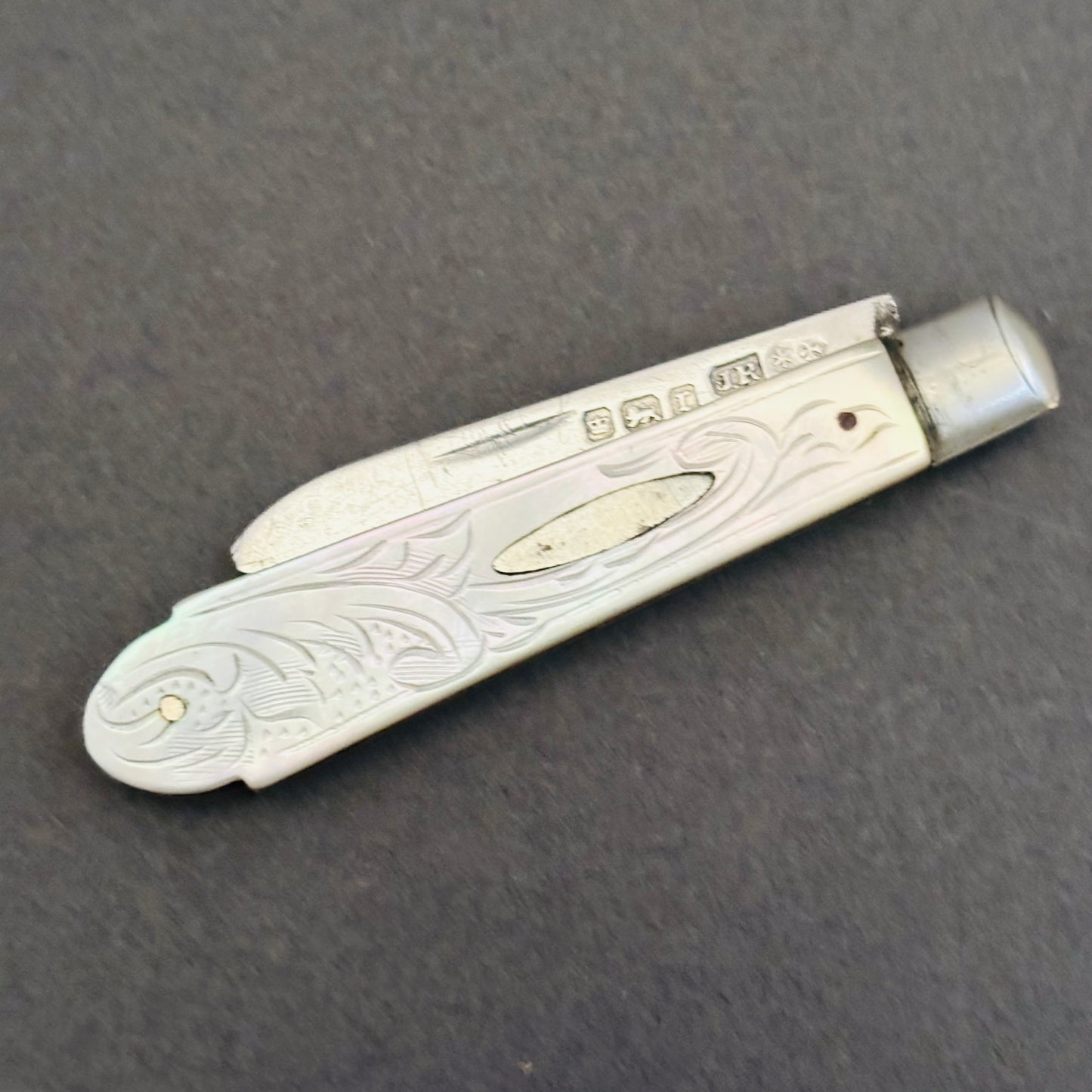 Antique Silver and Mother of Pearl Fold Fruit Knife