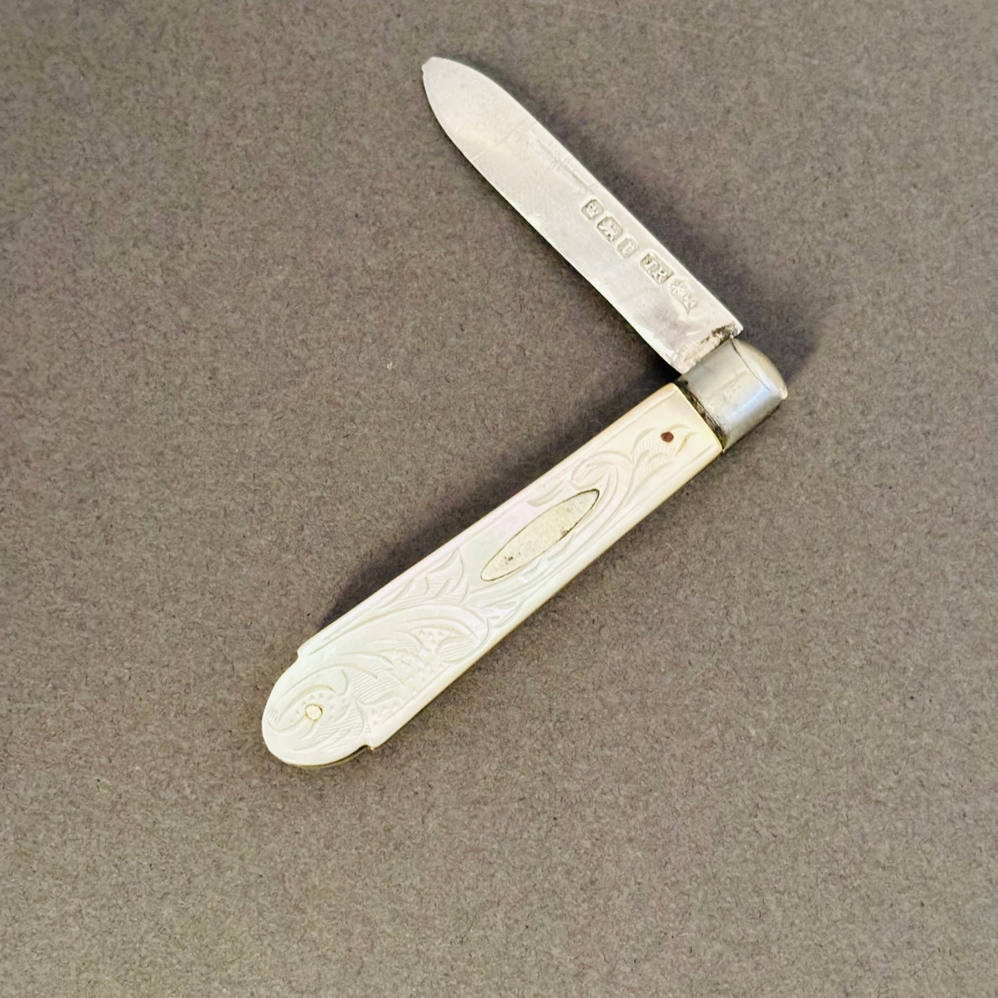 Antique Silver and Mother of Pearl Folding Fruit Knife