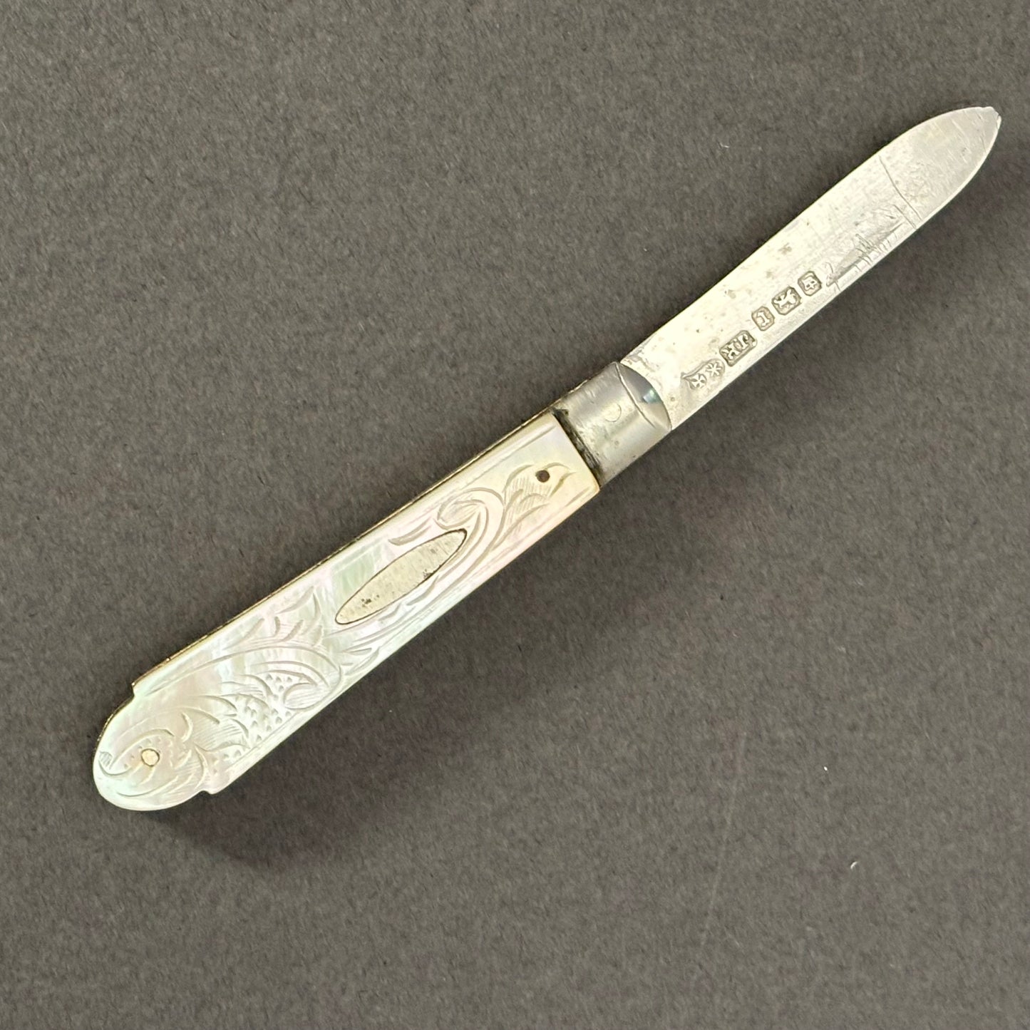 Antique Silver and Mother of Pearl Fold Fruit Knife