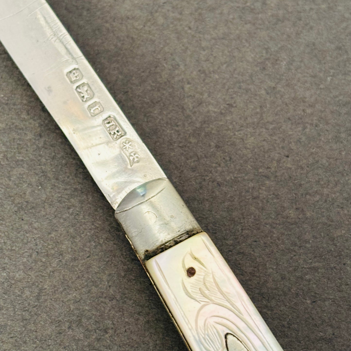 Antique Silver and Mother of Pearl Folding Fruit Knife