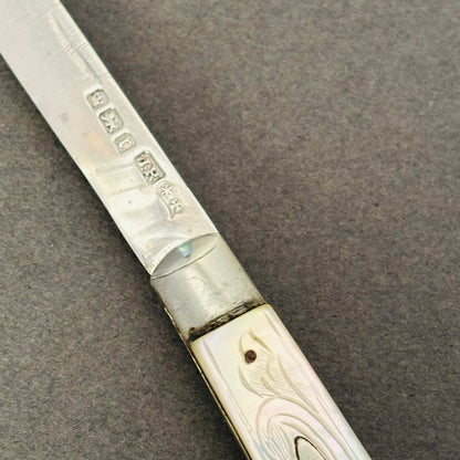 Antique Silver and Mother of Pearl Fold Fruit Knife