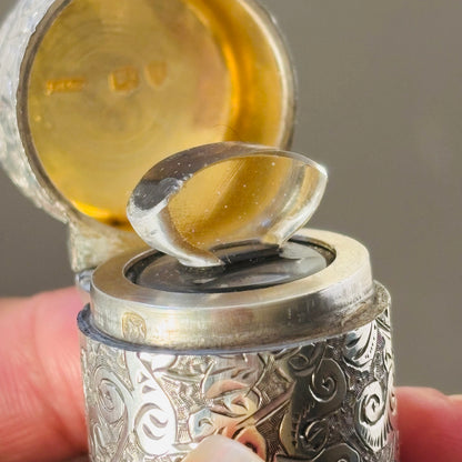 Antique Silver Engraved Scent Bottle Sampson Mordan 