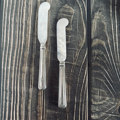 Unusual Silver & Mother Of Pearl Caviar knives | French Silverware