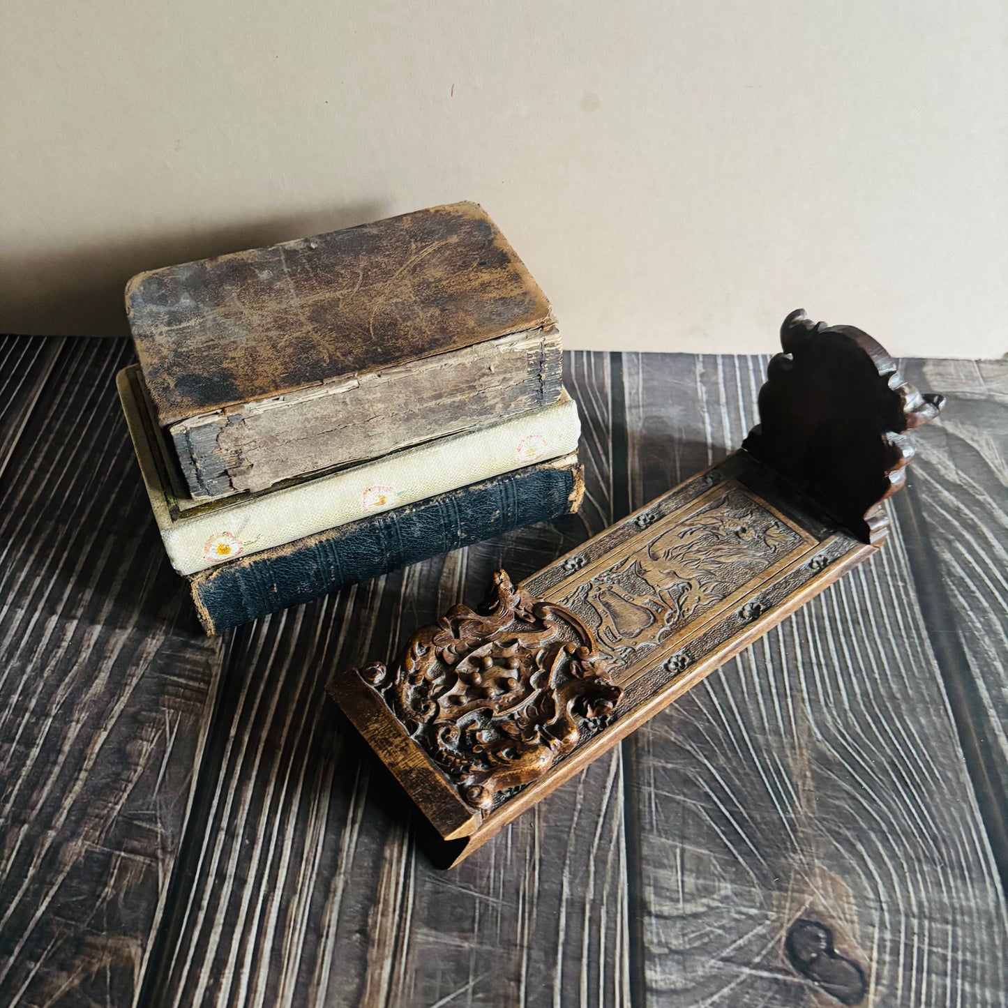 Antique Italian Miniature Book Slide Folding and Expanding Book Holder