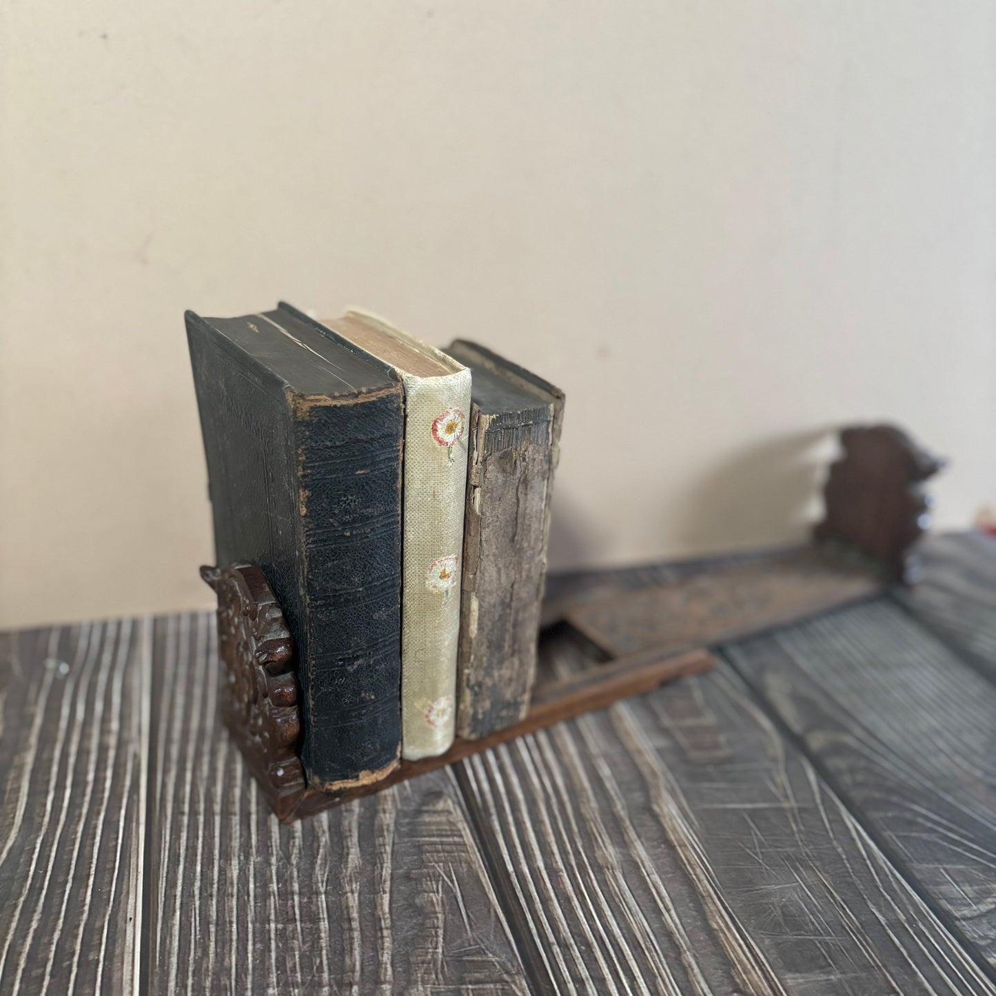 Antique Italian Miniature Book Slide Folding and Expanding Book Holder