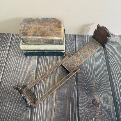 Antique Italian Miniature Book Slide Folding and Expanding Book Holder