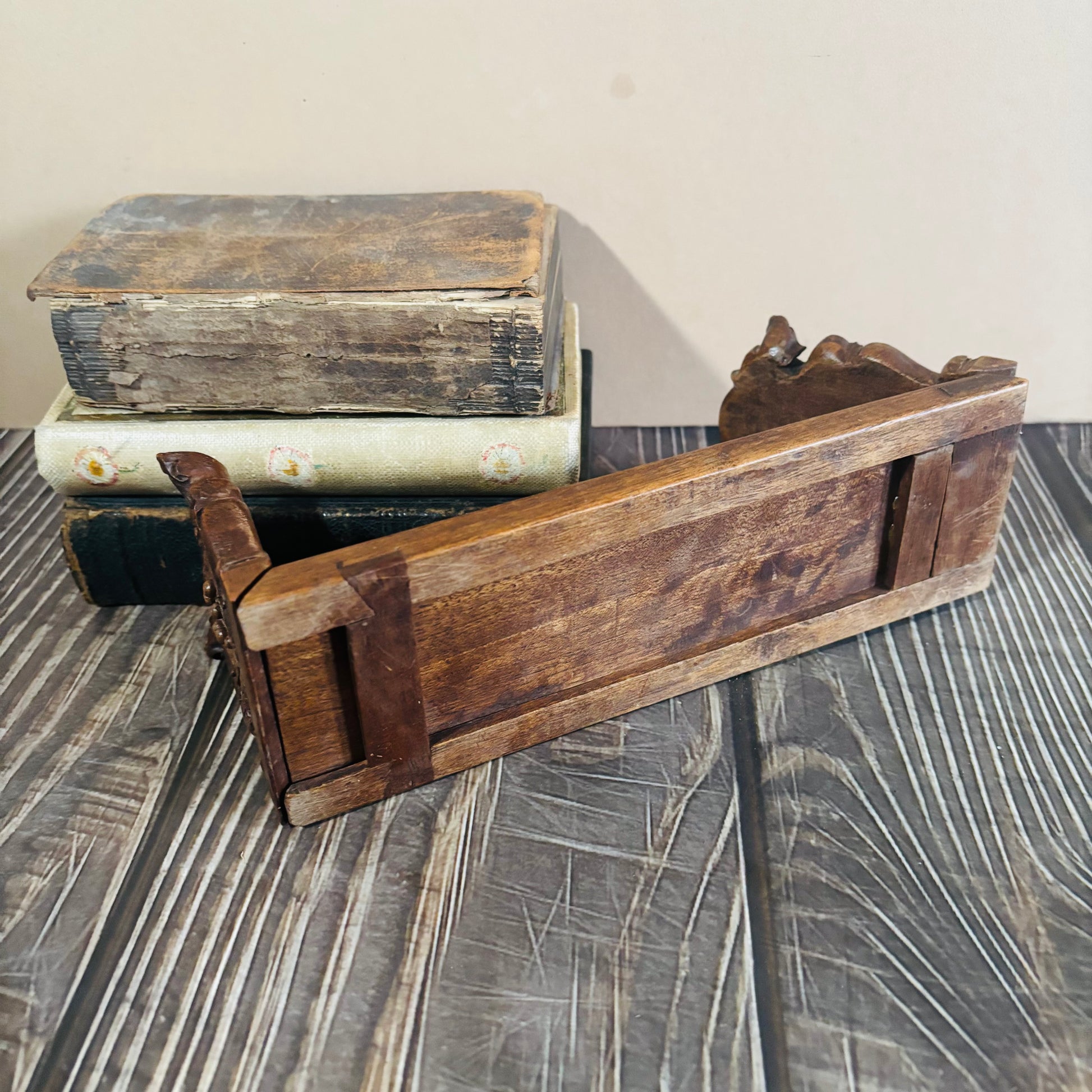 Antique Italian Miniature Book Slide Folding and Expanding Book Holder