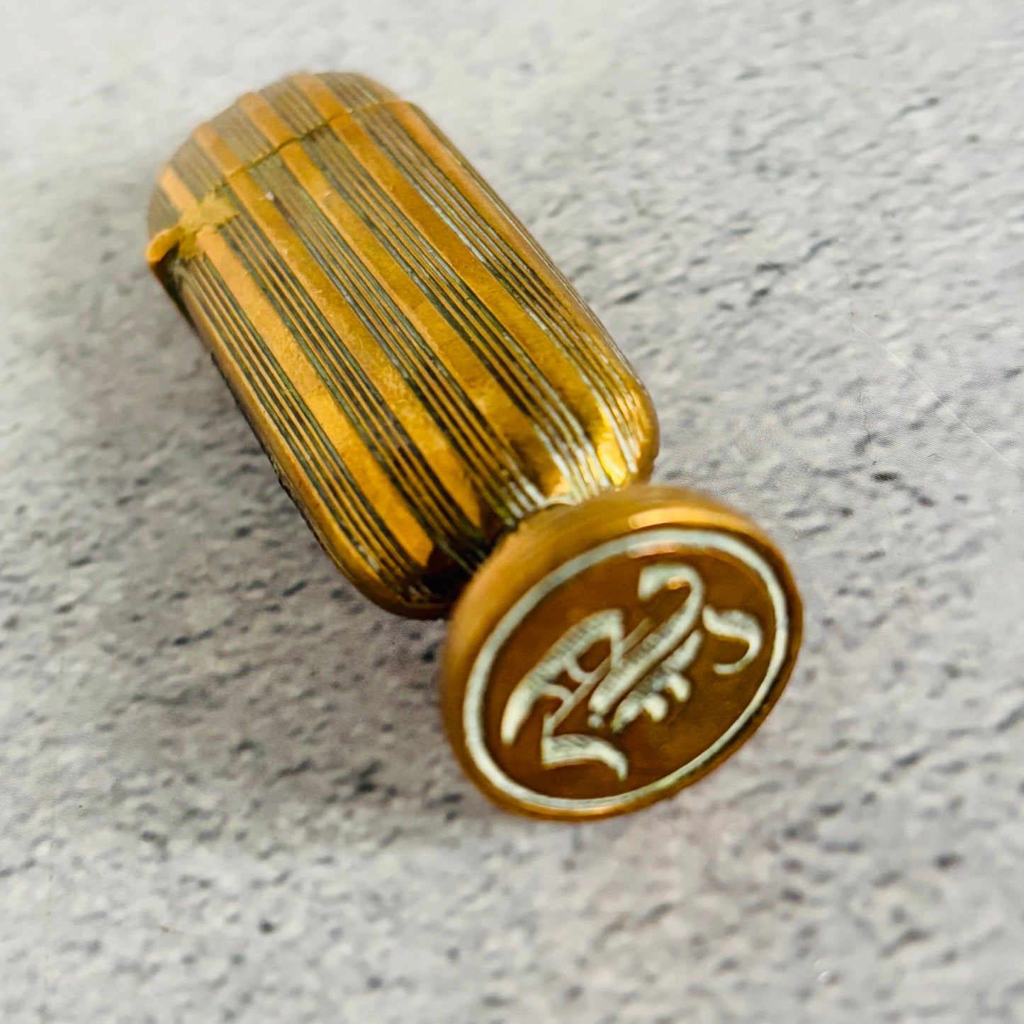 Edwardian Brass Vesta Case & Wax Stamp Seal