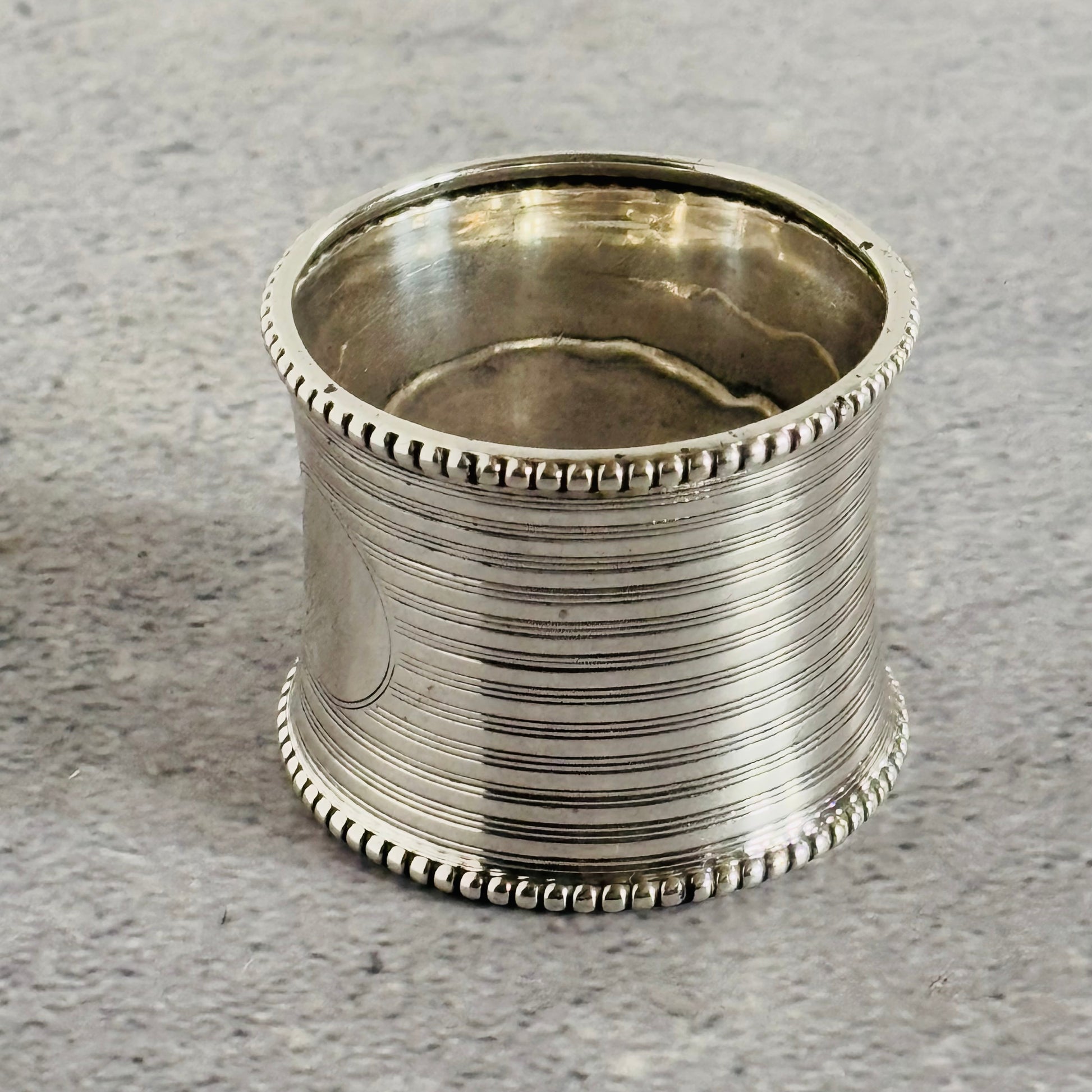 Antique Silver Engine Turned Napkin Ring | Birmingham 1922 Docker & Burn