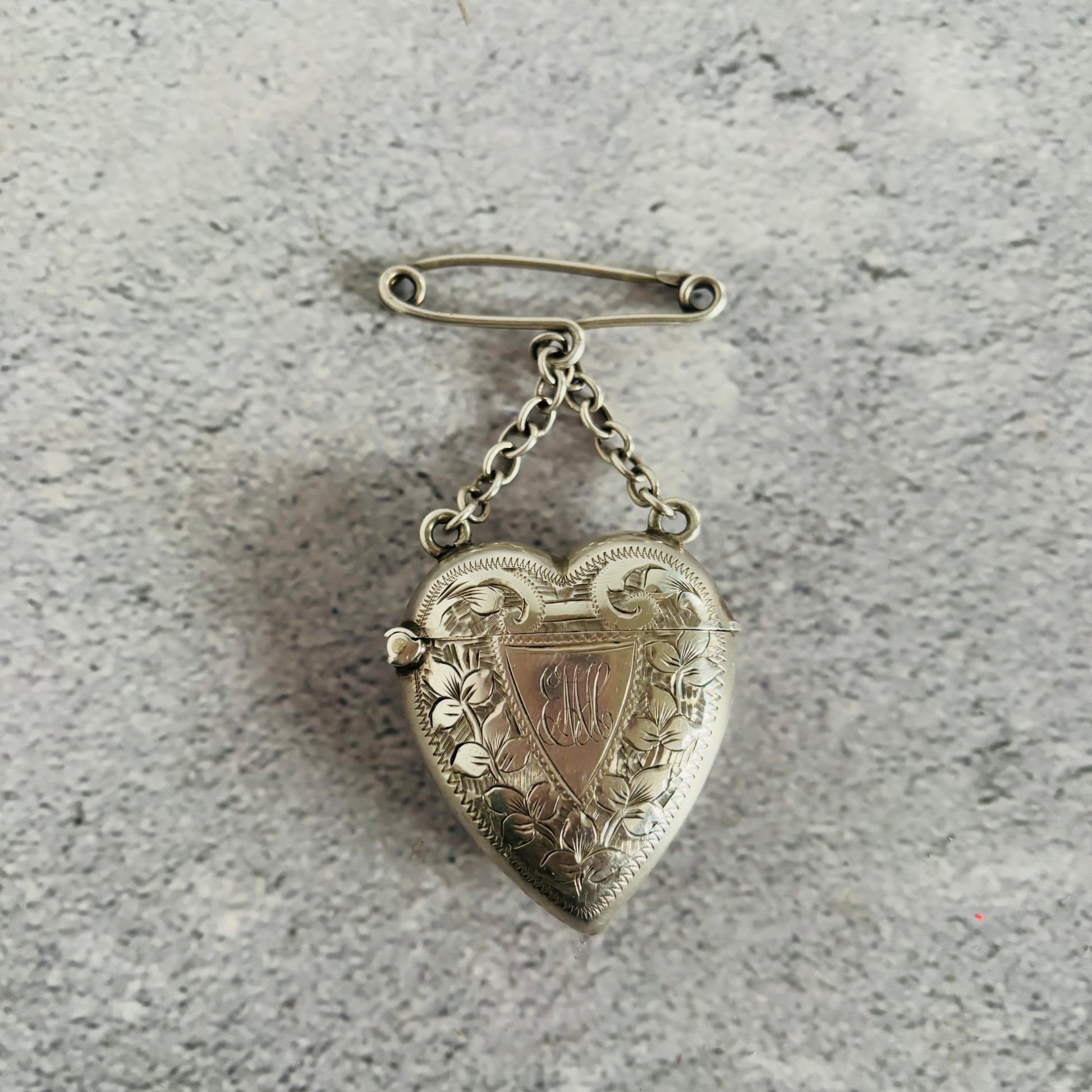 Victorian Silver Vesta In Heart Shape