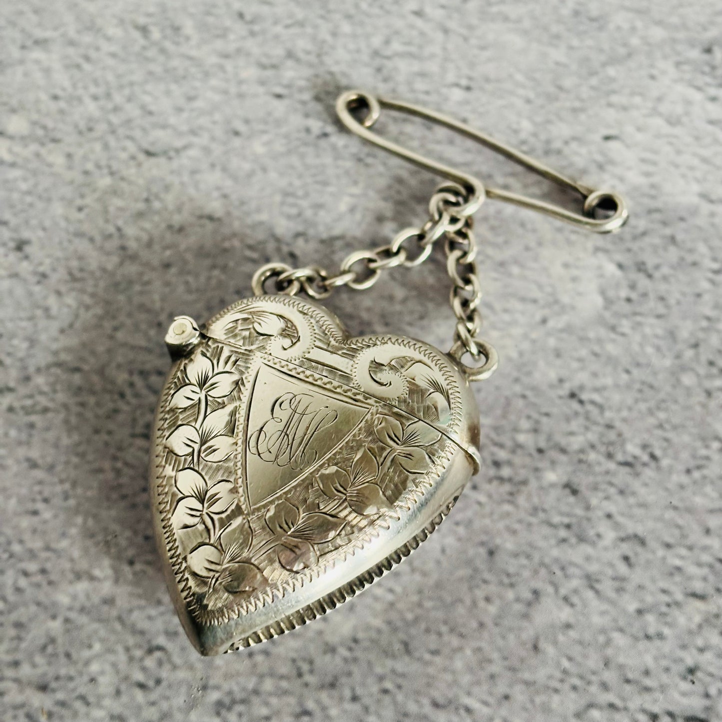 Victorian Silver Vesta In Heart Shape