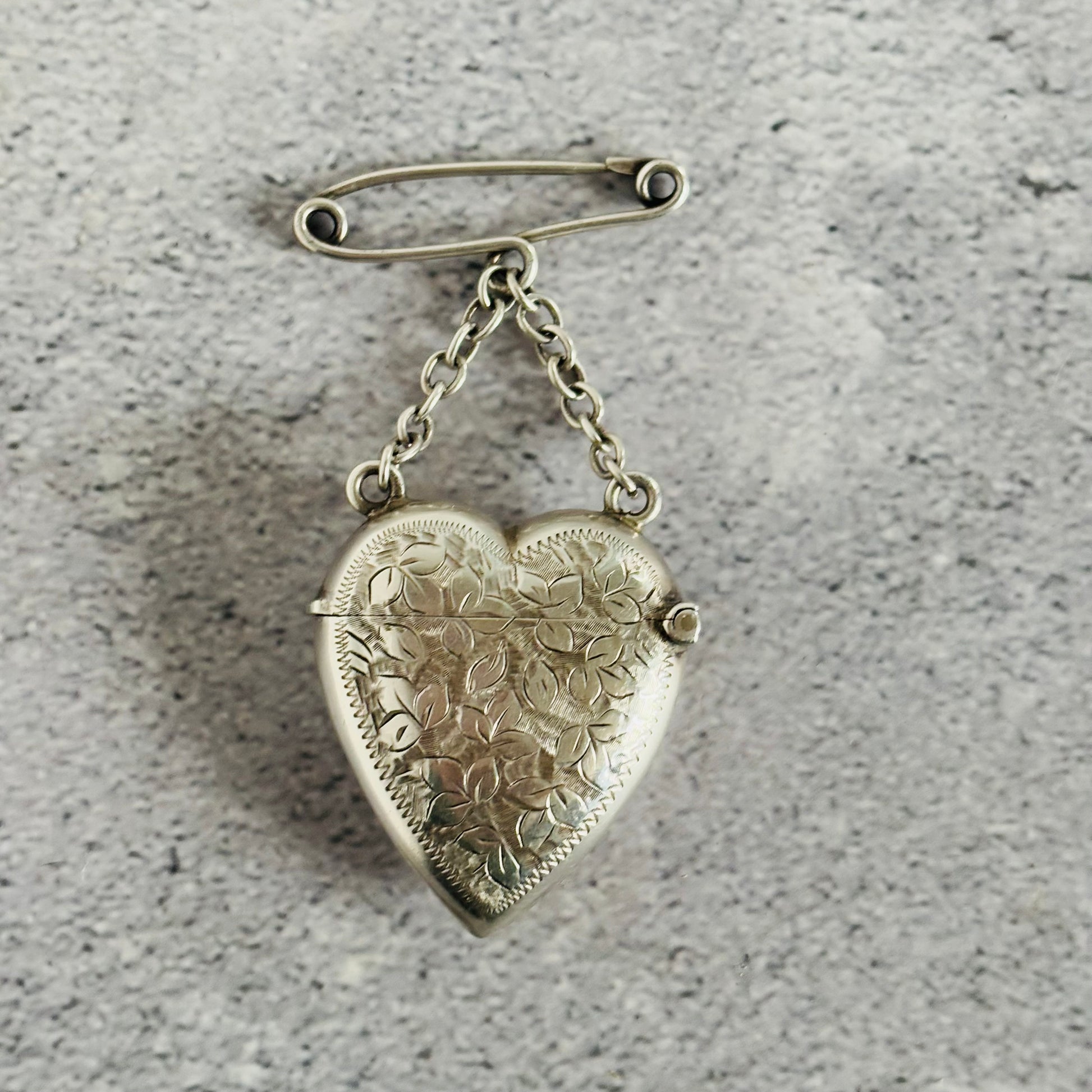 Victorian Silver Vesta In Heart Shape