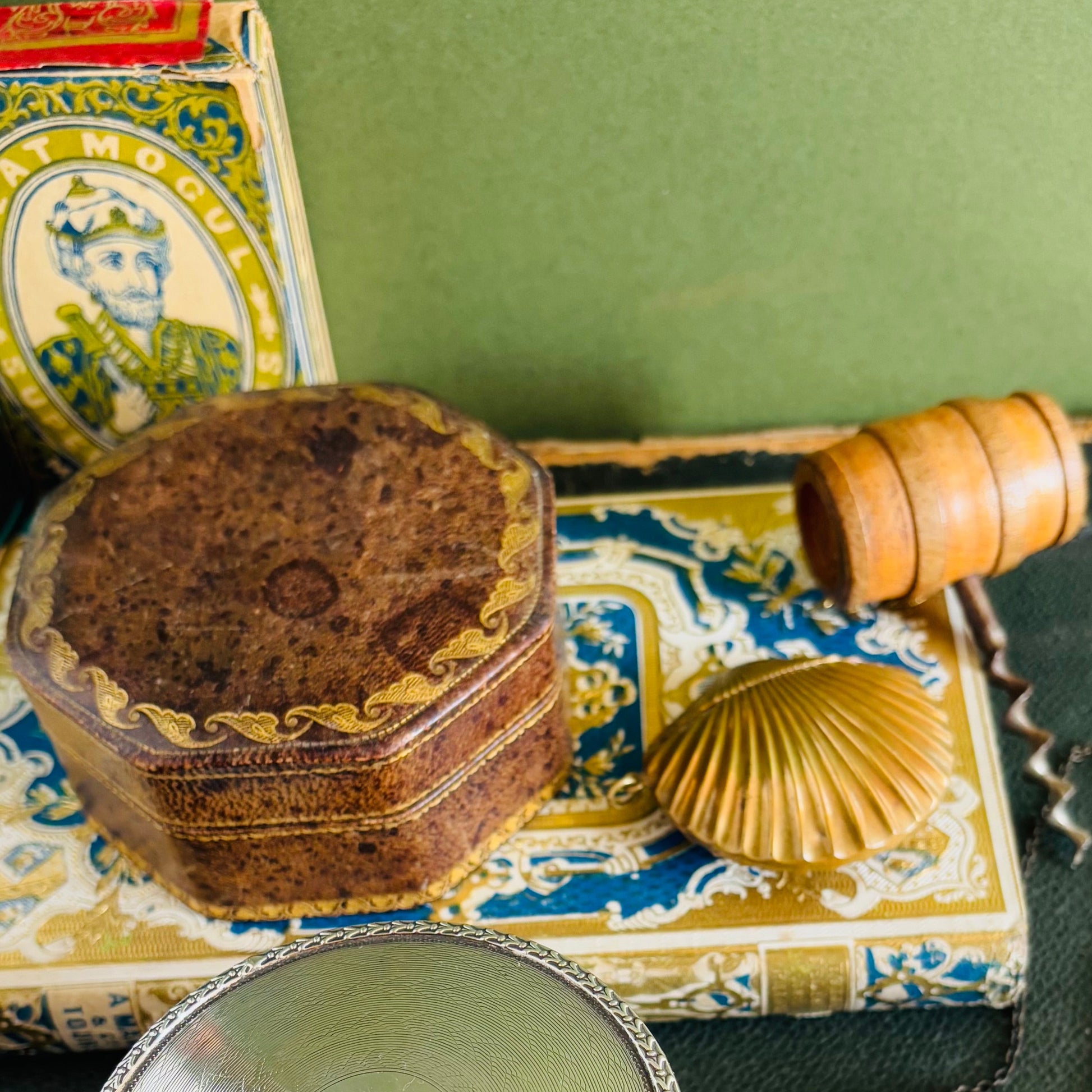 Vintage Leather Florentine Box Jewellery Box