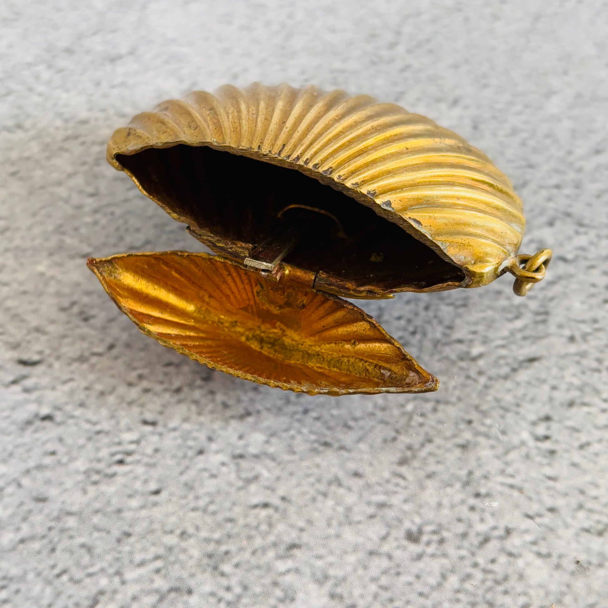 Victorian Brass Vesta In Shape of a Shell | The Urban Vintage Affair