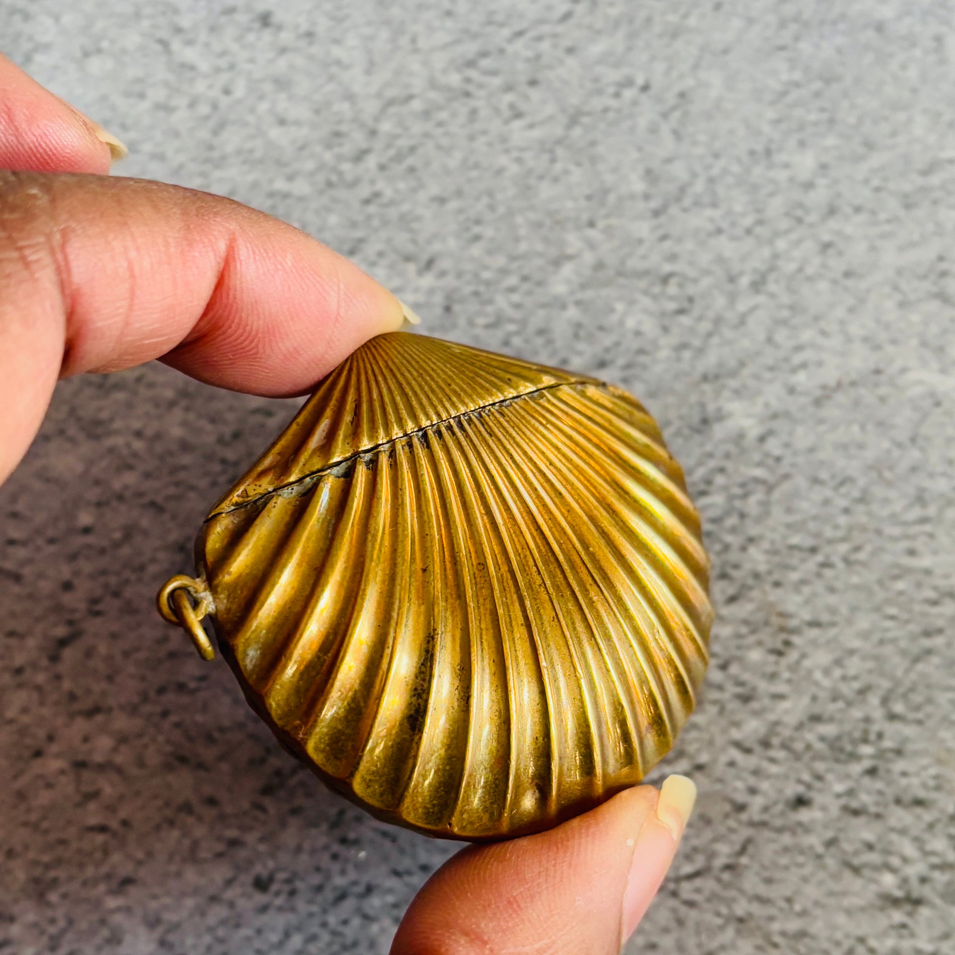 Victorian Brass Vesta In Shape of a Shell | The Urban Vintage Affair