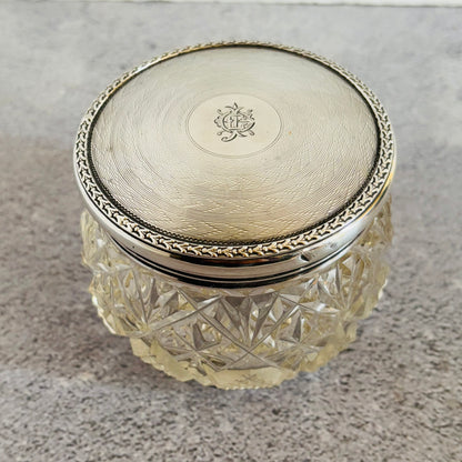 Edwardian Silver Top Vanity Jar | London 1909 Charles James Fox