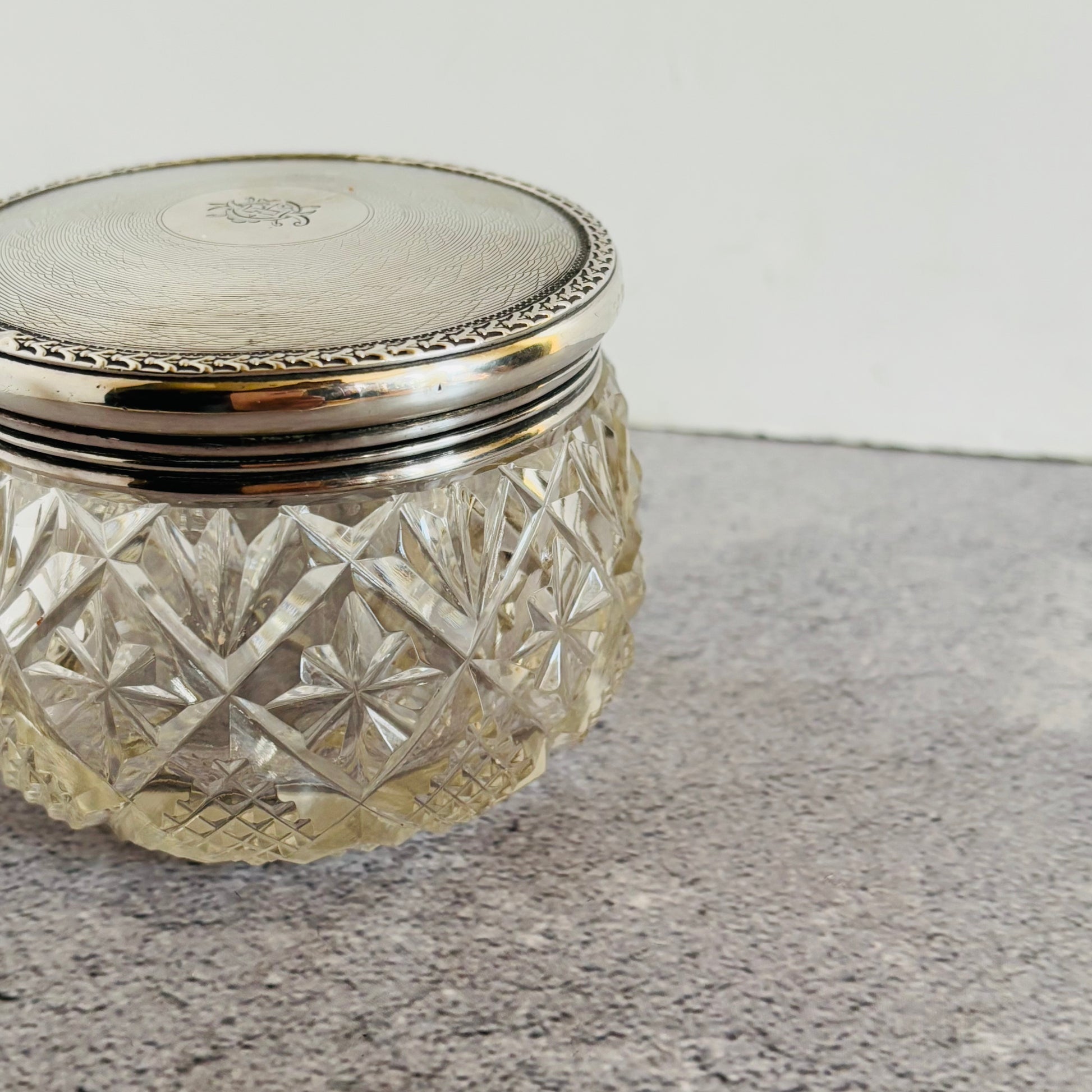 Edwardian Silver Top Vanity Jar | London 1909 Charles James Fox