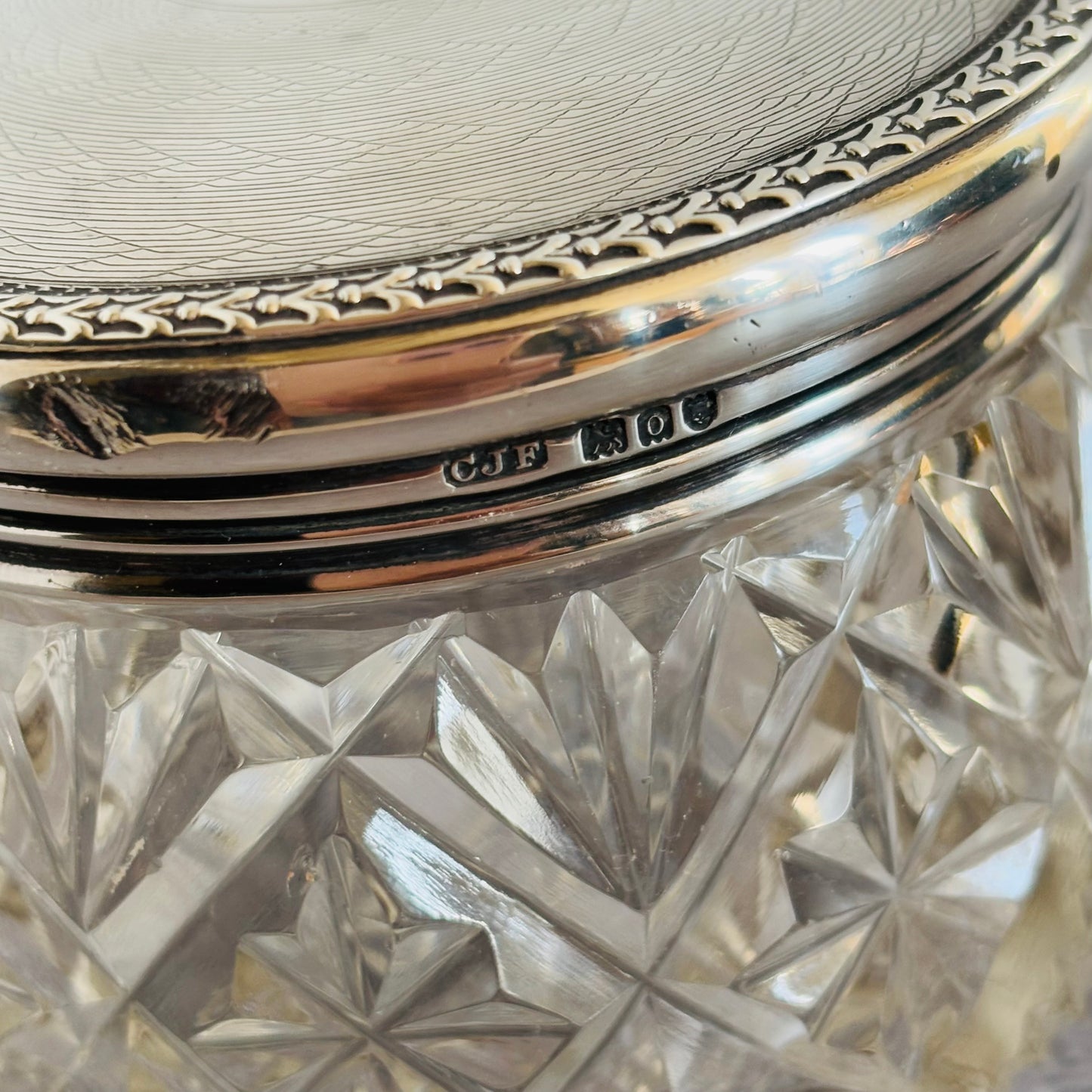 Edwardian Silver Top Vanity Jar | London 1909 Charles James Fox