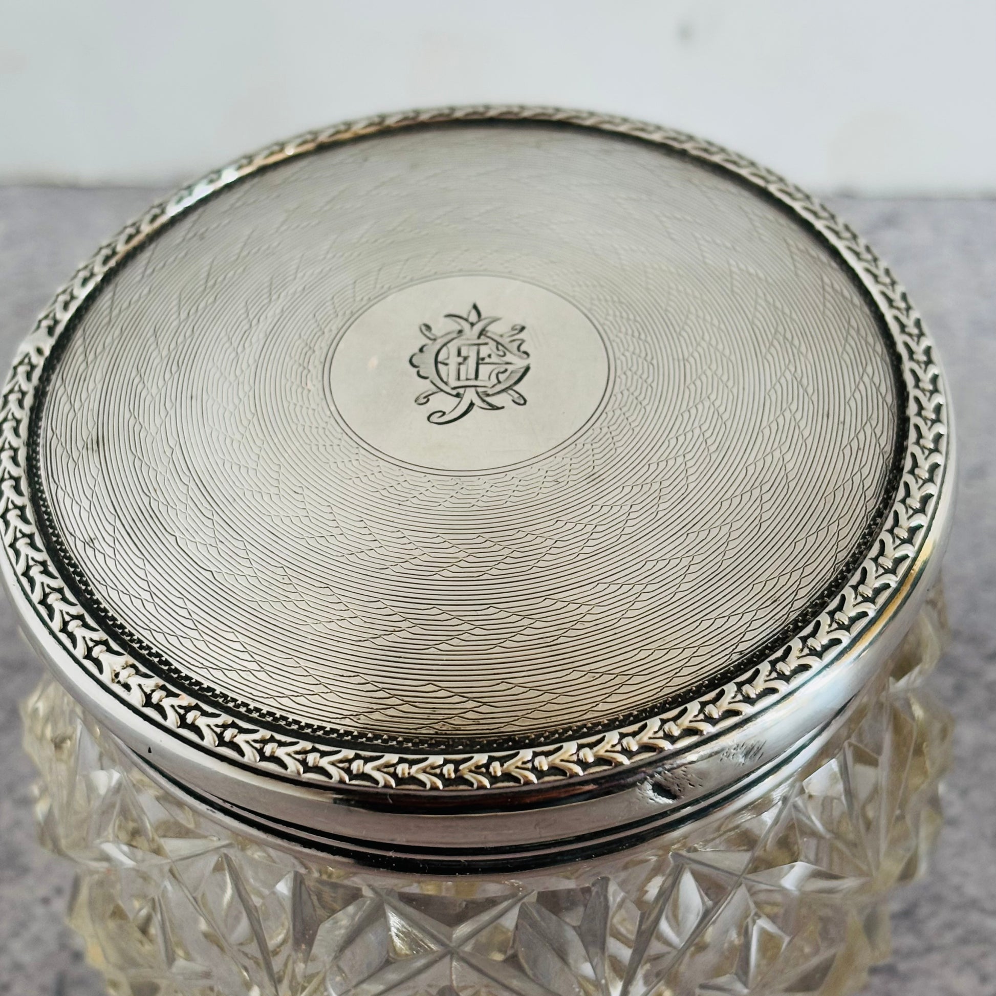 Edwardian Silver Top Vanity Jar | London 1909 Charles James Fox