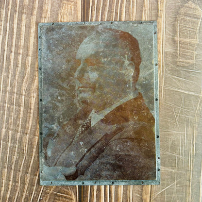 Vintage Copper Printing Plate Large Portrait of a Gentleman In A Suit