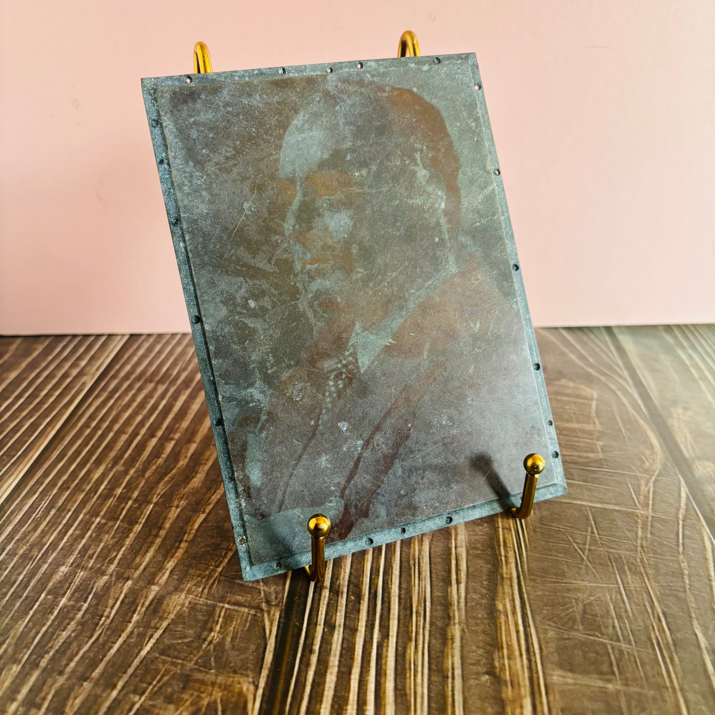 Vintage Copper Printing Plate Large Portrait of a Gentleman In A Suit