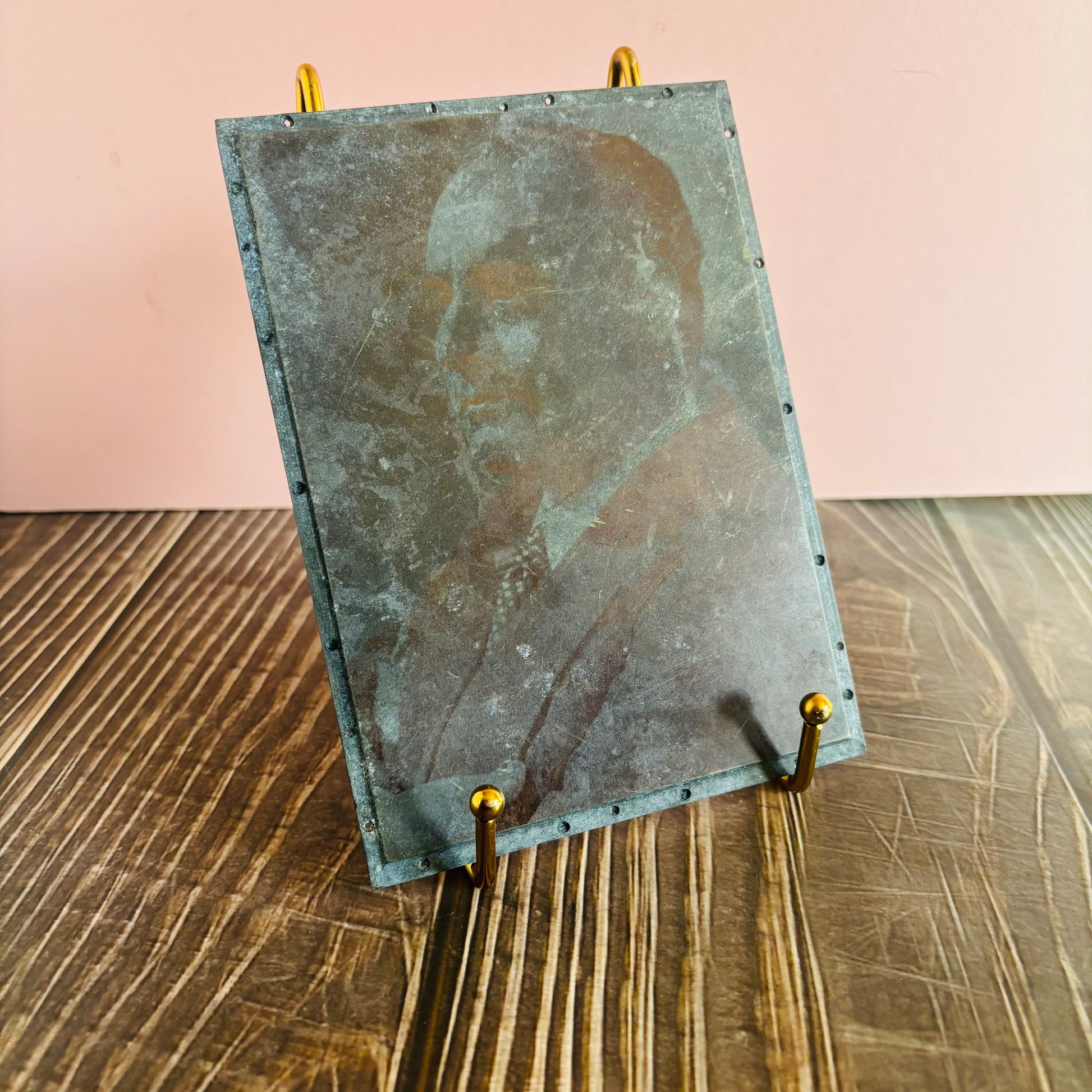 Vintage Copper Printing Plate Large Portrait of a Gentleman In A Suit