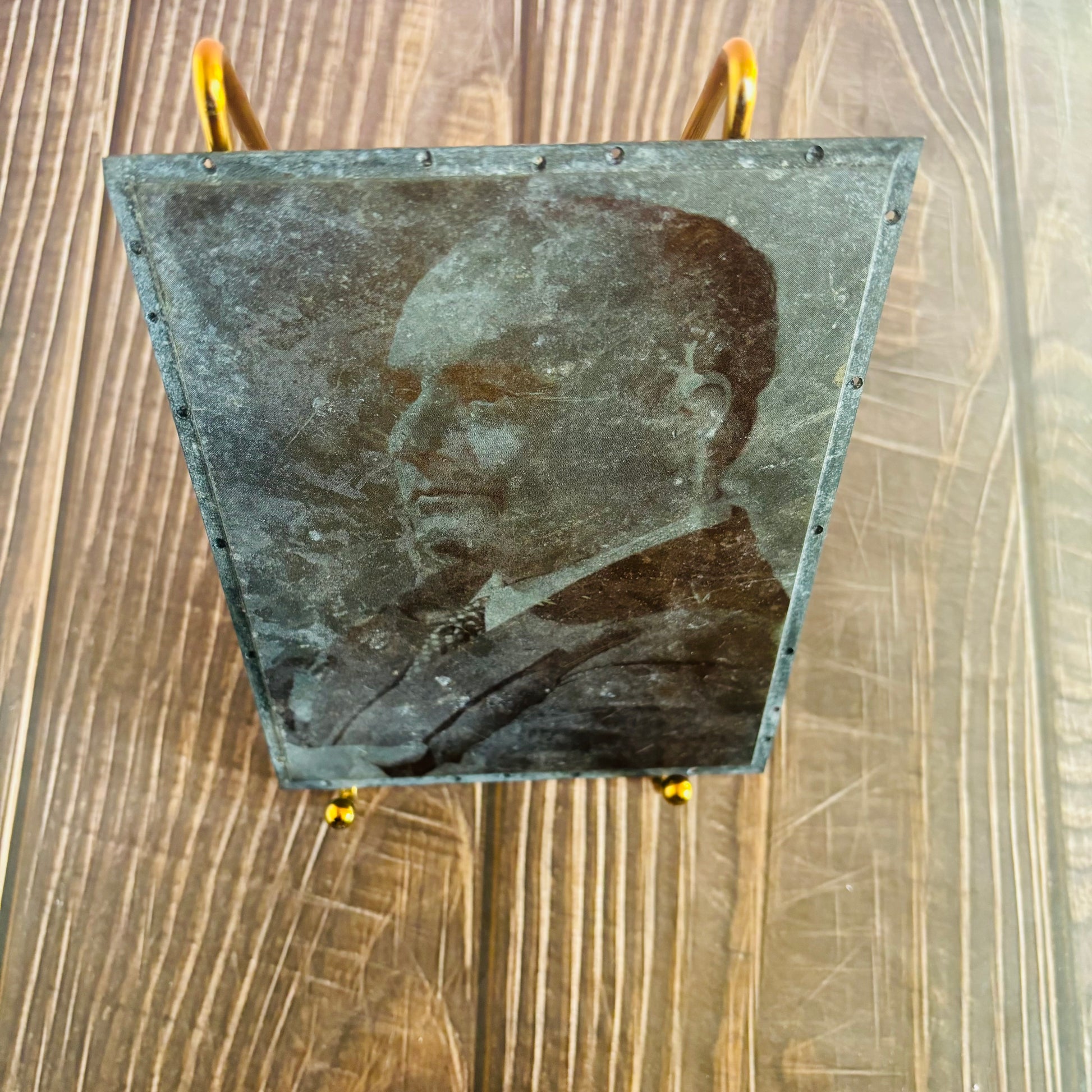 Vintage Copper Printing Plate Large Portrait of a Gentleman In A Suit