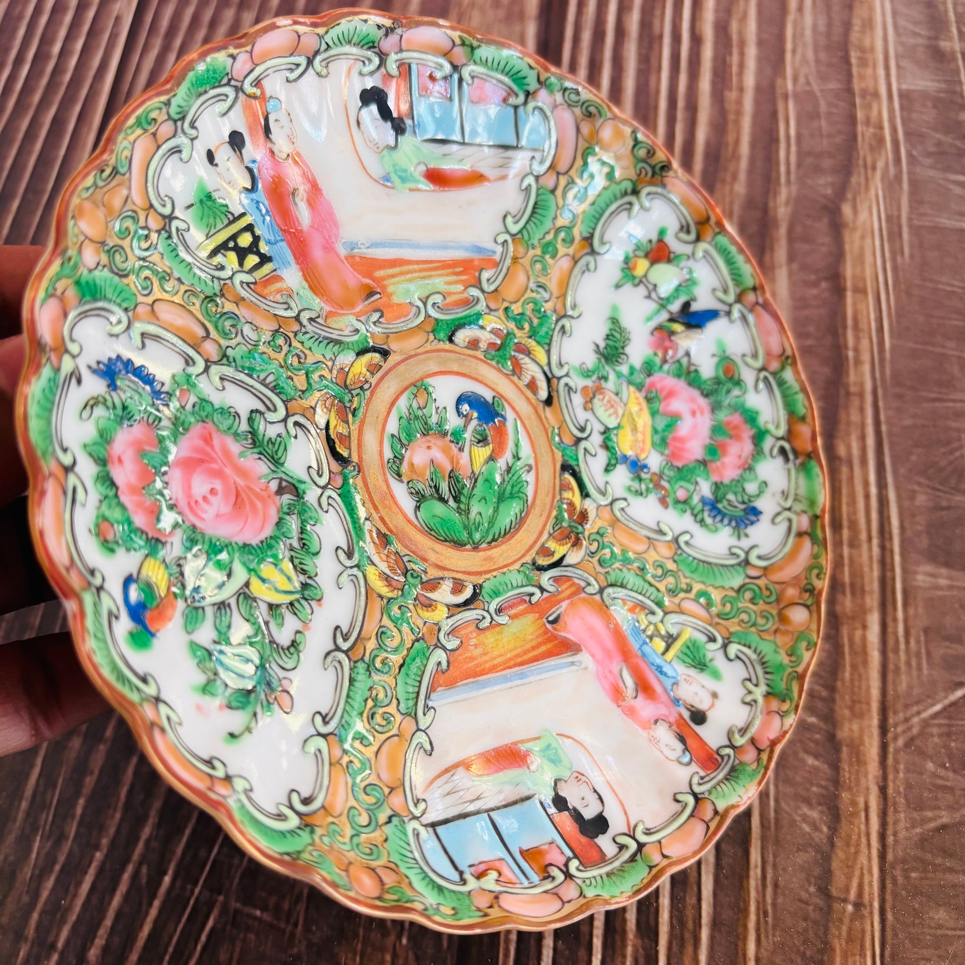 Antique Chinese Rose Medallion Pattern Saucer | Wedding Gift Idea