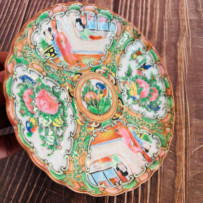 Antique Chinese Rose Medallion Pattern Saucer | Wedding Gift Idea
