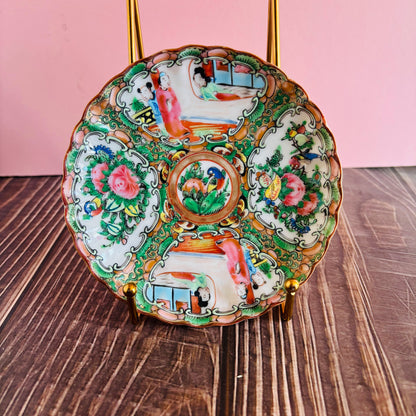Antique Chinese Rose Medallion Pattern Saucer | Wedding Gift Idea