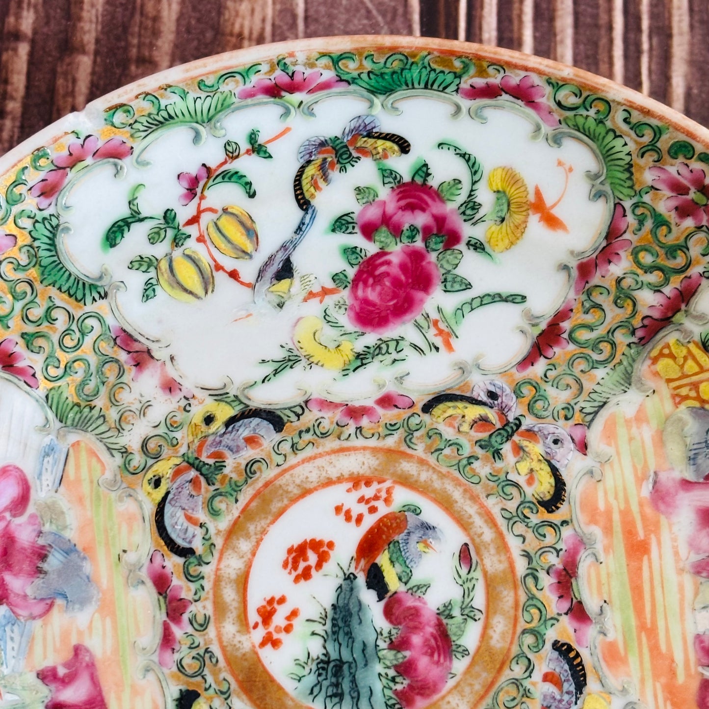 Antique Chinese Rose Medallion Pattern  Saucer | The Urban Vintage Affair