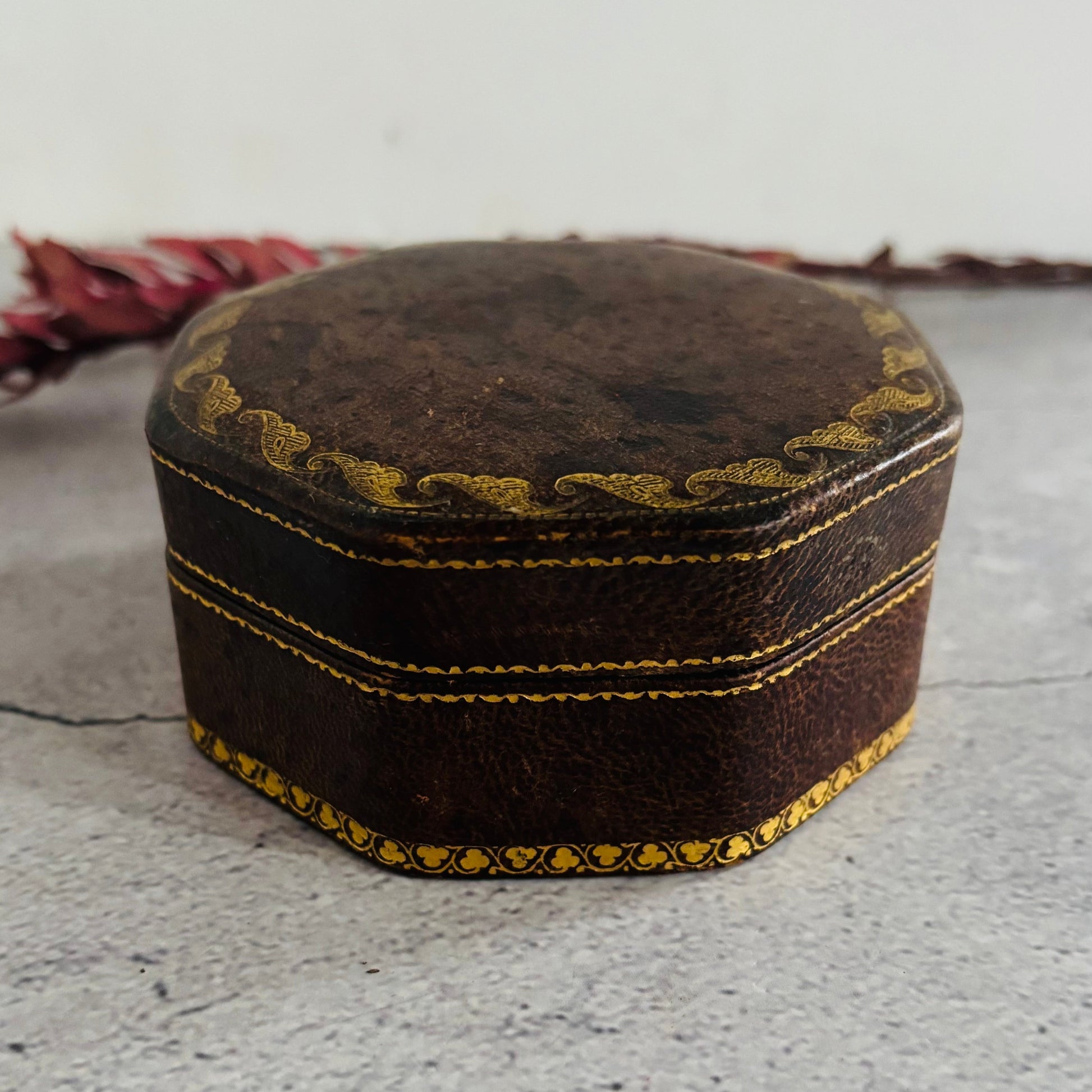 Vintage Leather Florentine Box Jewellery Box