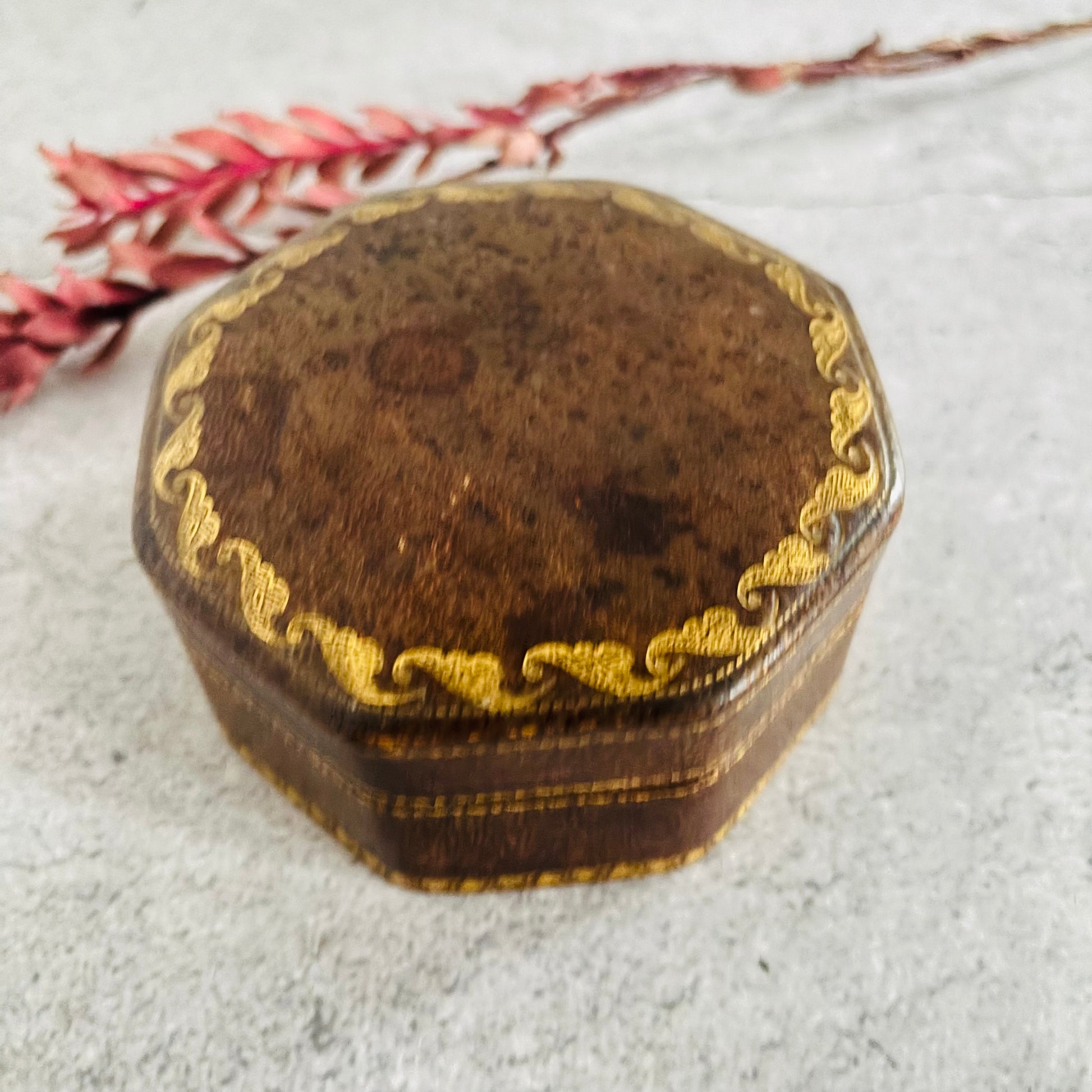 Vintage Leather Florentine Box Jewellery Box