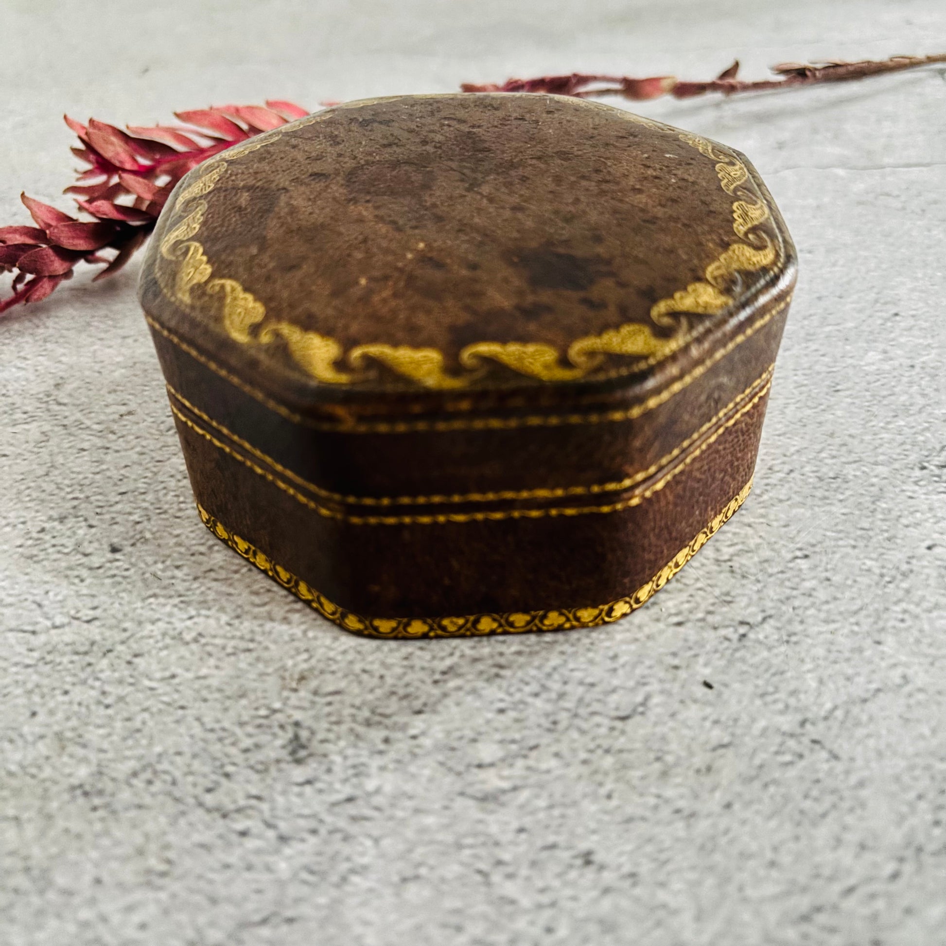 Vintage Leather Florentine Box Jewellery Box