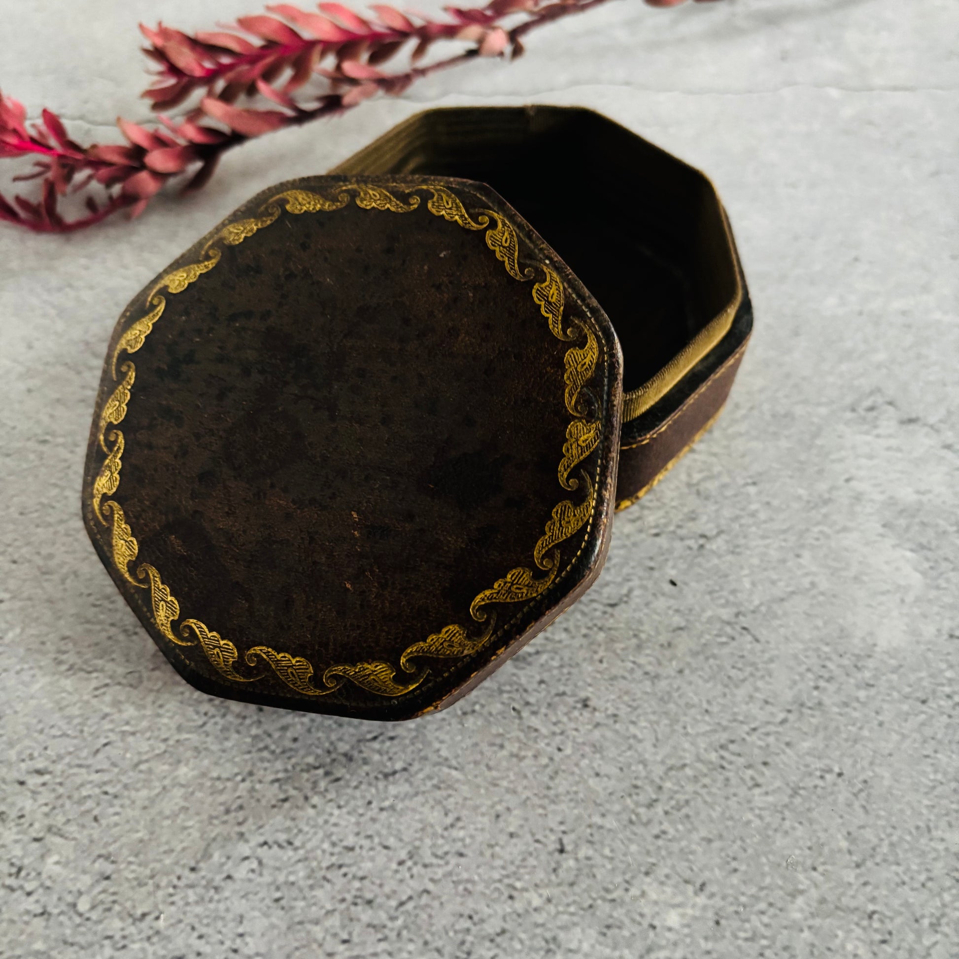 Vintage Leather Florentine Box Jewellery Box